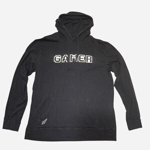 Game Stop Men's Black & White "Gamer" Hooded Shirt Size L